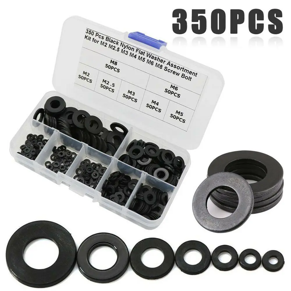 Hardware Insulation Ring Black Gasket M2 M25 M3 M4 M5 M6 M8 Screw Bolt Washer Assortment Kit Nylon Flat | Обустройство дома