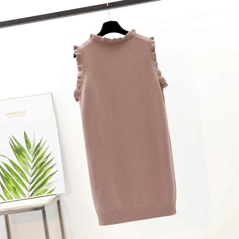 Женский трикотажный жилет GIGOGOU черный плотный Трикотажный с V-образным вырезом