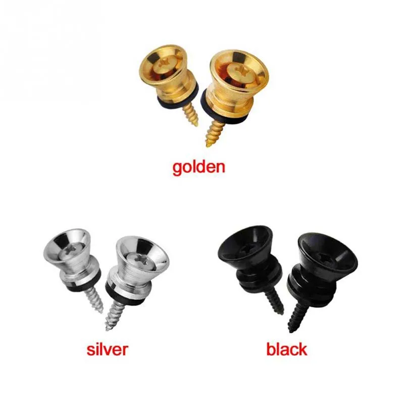 

1 pair Guitar Strap Locks Gold Silver Black Guitar Bass Button Belt Buckle Guitar Accessories