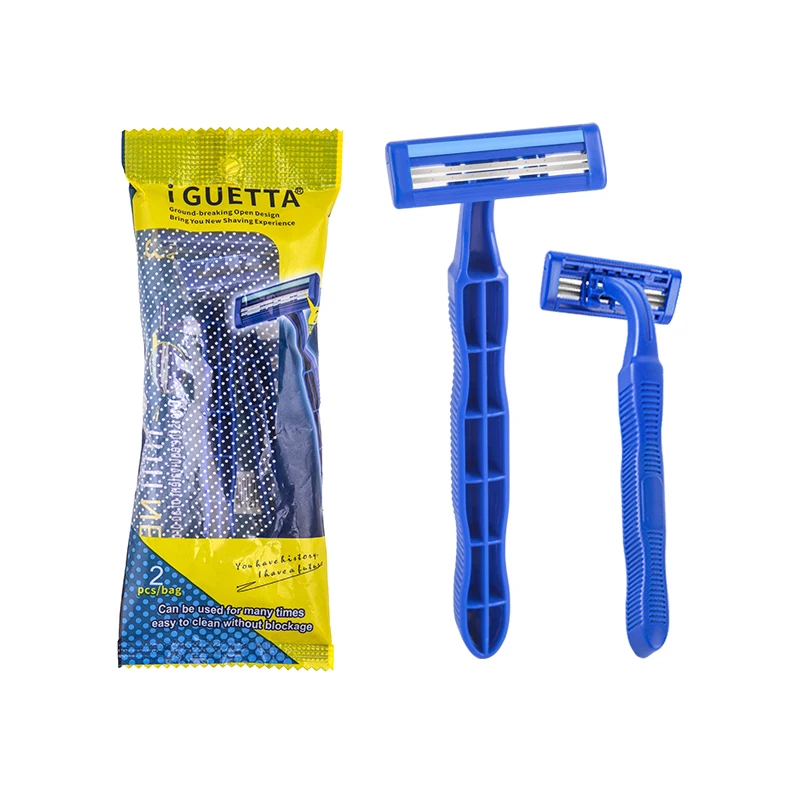 

IGUETTA Arrival Men Barber Tools Comfortable and Convenient Blue 2pcs Blue Disposable Razor Blade Comfortable Manual Face Raz