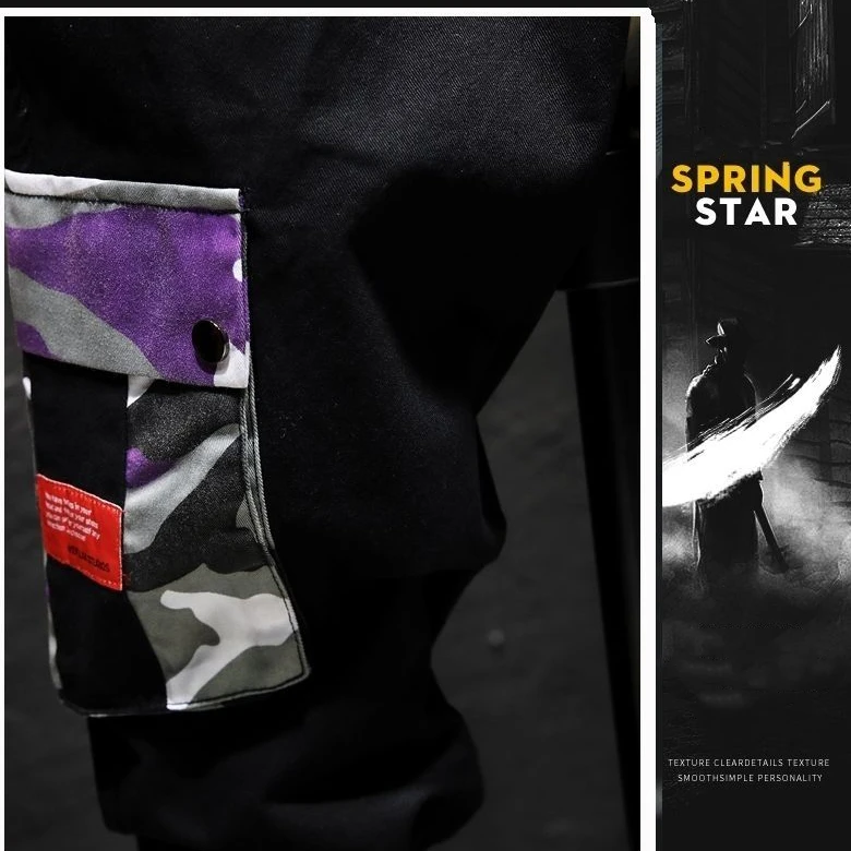 Брюки карго камуфляжные мужские лоскутные хип-хоп свободные джоггеры уличная