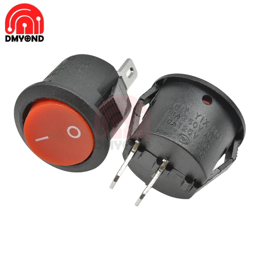 10 шт. маленький круглый 2 Pin 3 файла с светильник 3A/250V 6A/125V AC кулисный переключатель