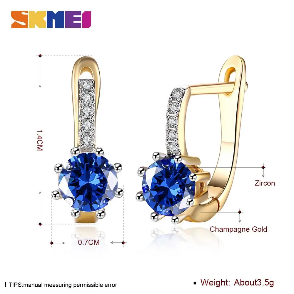 

2020 New Arrival SKMEI Fashion Female Ladies Earrings Clear Crystal Zirconia Clip Earring for Women Jewelry Accessories LKN048