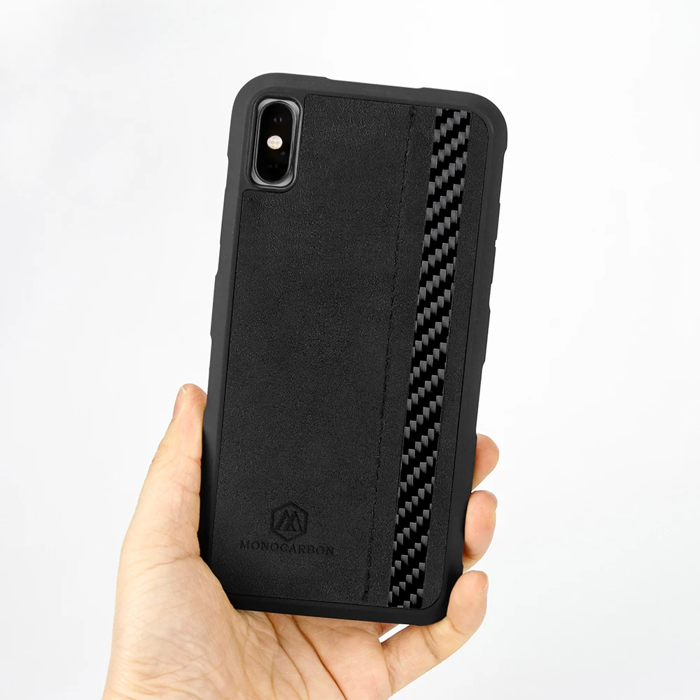 MONOCARBON углеродное волокно+ Алькантара чехол для iPhone X XS XR XS Max противоударный чехол Стиль-падение протестировано
