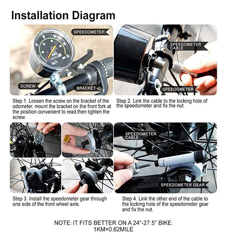 Сбрасываемый велосипедный Спидометр Аналоговый механический одометр с