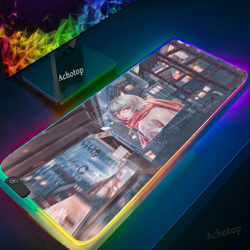 

Tokyo Ghoul RGB Gaming Mouse Pad Large Computer Mouse Pad Anime Mousepad Backlight Mause Pad Carpet Keyboard LED Desk Mat Colors