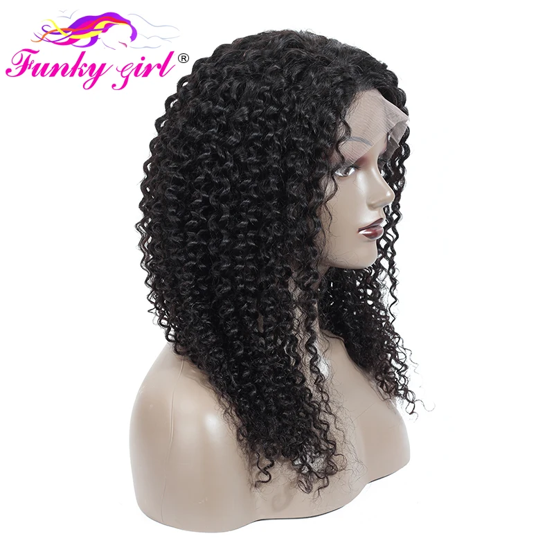 Funky Girl 13*4 парик с кружевным фронтом бразильские кудрявые парики из человеческих