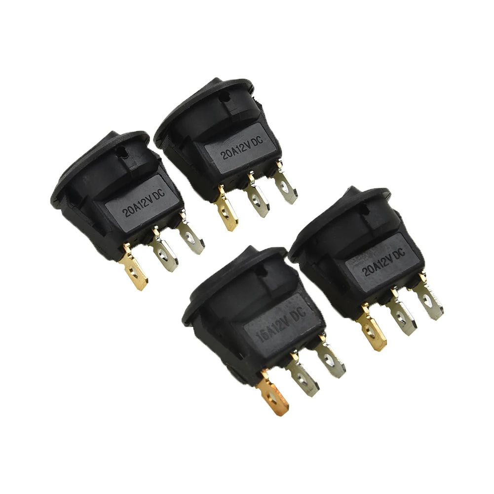 

Plastic Switches 4Pcs Black Rocker 4Pc DC12V LED Light Toggle SPST 2 Poles Design 3 Pins Round Rocker
