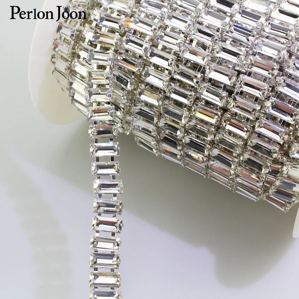 

5yard/lot Array rectangle Glass crystal rhinestone trim crystal decorative metal chain clothing shoes bag accessories ML100