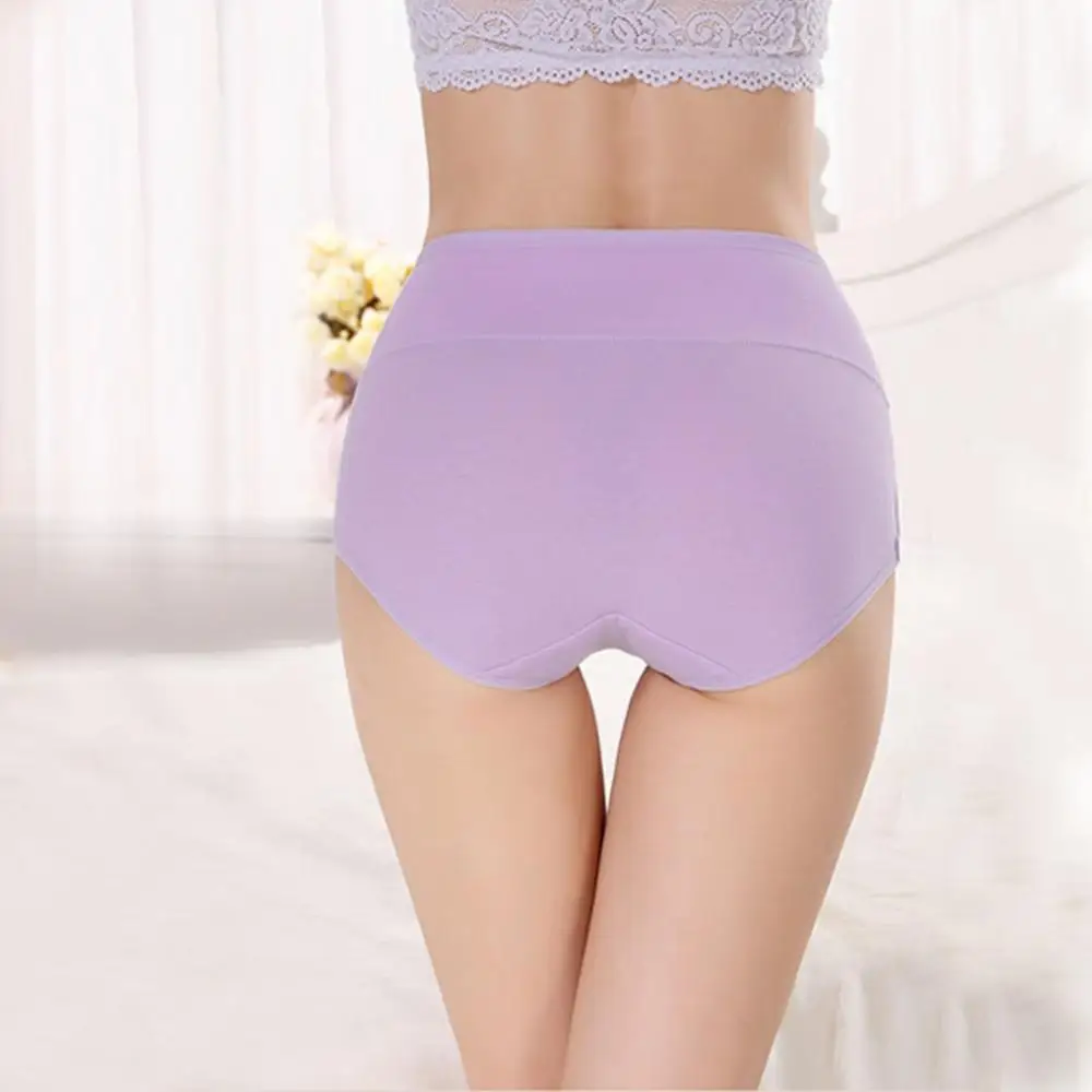 Женские хлопковые трусы с высокой талией нижнее белье мягкие эластичные трусики