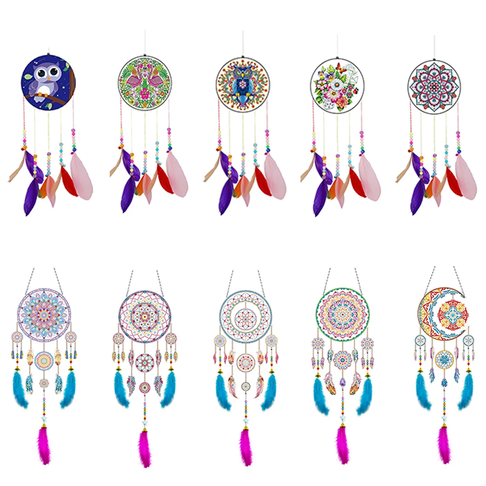 

5D DIY Diamond Painting Dream Catcher Wind Chimes Crystal Pendant Hanging Ornament DIY Craft Mosaic Kit Home Wall Door Decor