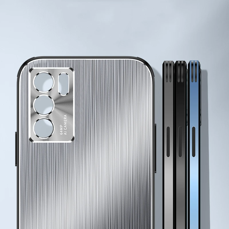 laser metal brushed tpu framepc back case for oppo reno 6 pro 6pro plus precise hole len protection reno6 shell cover free global shipping