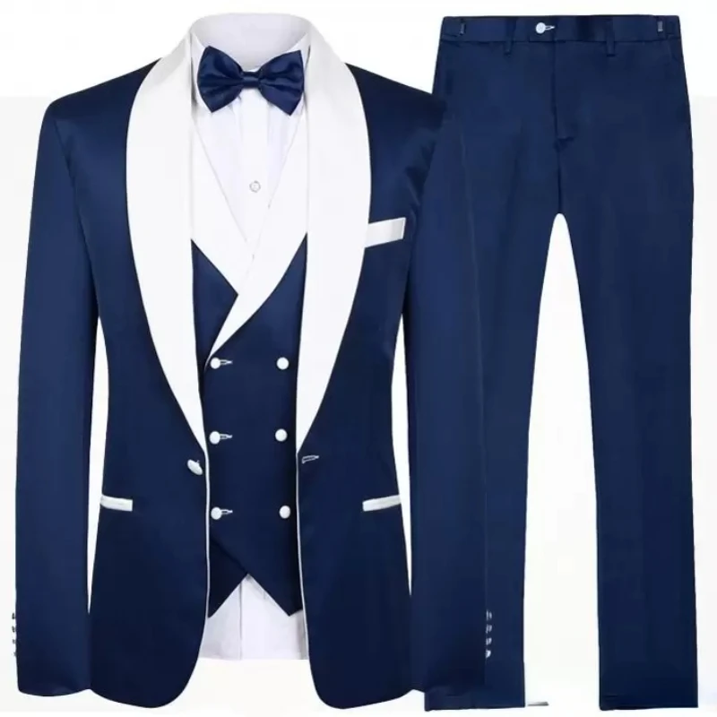 Tailor Made Royal Blue Men's Suit 2021 Groom Tuxedos Peak Lapel Best Man Suits Mens Wedding Suits (Jacket+Pants+Vest)