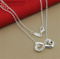silver 925 necklaces for women aaa zirconia infinity pendant necklace choker collier femme wedding bridal jewelry accessories