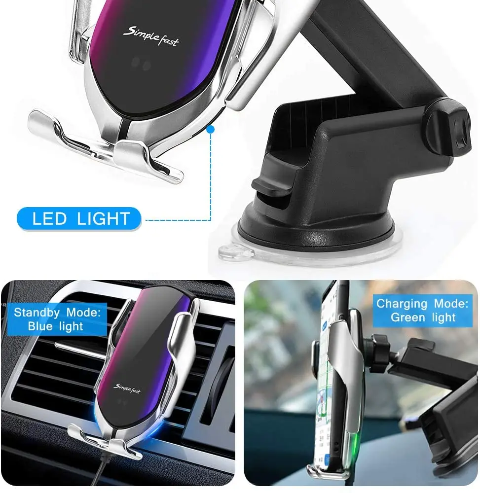 automatic 10w qi car mount wireless charger for iphone 12 pro 11 xs xr x 8 samsung s20 s10 induction fast charging phone holder free global shipping