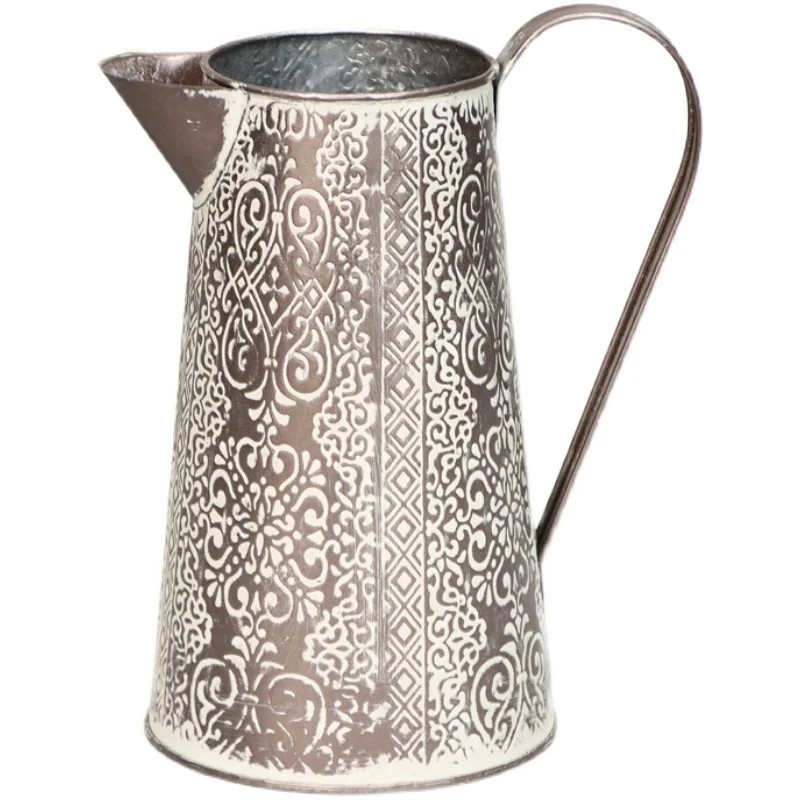 

TT Collection Home Ornament Antique Distressed Iron Flower Pot More Meat Watering Pot Flower Pot