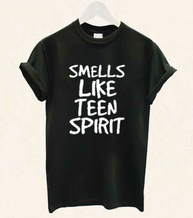 Футболка женская хлопковая с надписью Smells Like Teen Spirit K296 | Женская одежда