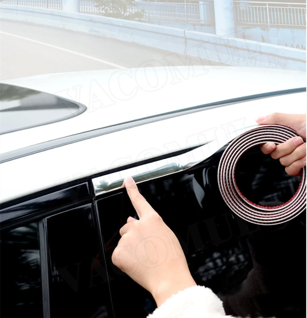 

12MM Auto Self Adhesive Side Door Chrome Strip Moulding Decoration Bumper Protector Trim Tape Car Styling 3M