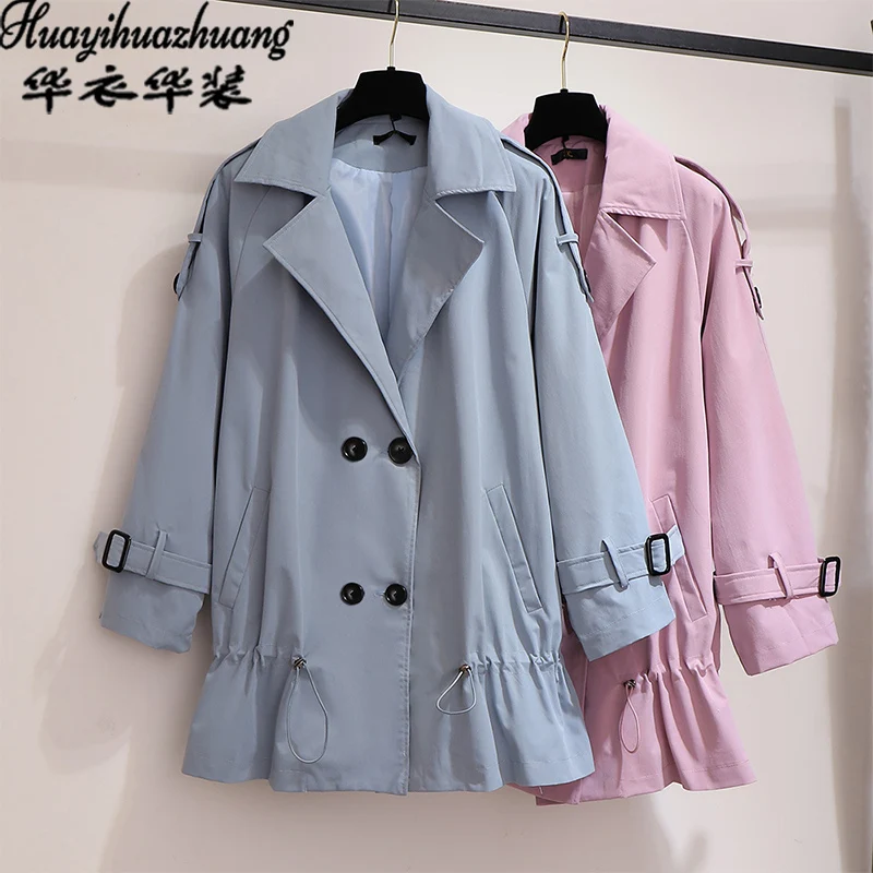 

2021 new fat mm autumn coat, Korean style suit collar, mid-length blouse, waist slimming, casual plus size women's clothing