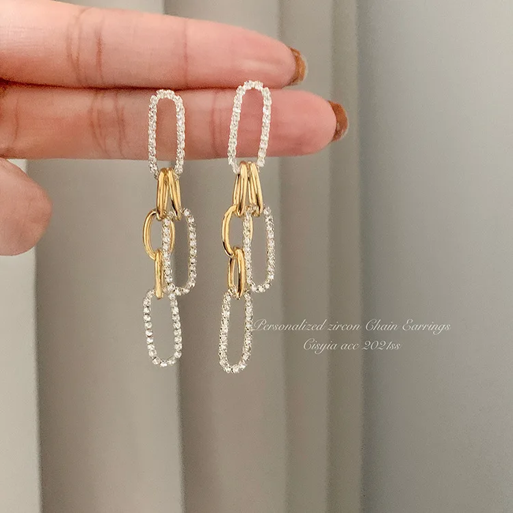 

temperament Long Tassel Crystal Drop Earrings 2022 trend Geometric Rhinestone Drop Earrings for Women luxury Fashion jewelry