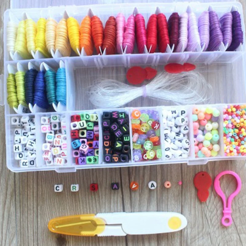 

DIY Jewelry Making Kit Letter Bead Friendship Bracelet Jewelry Making Material 28 Color Line Woven Bracelet Hand Woven