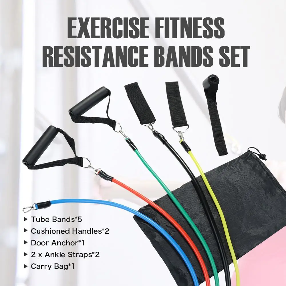 

11 pcs/set Pull rope elastic band fitness exercise resistive tape latex tube pedal exercise body workout yoga fitness equipment