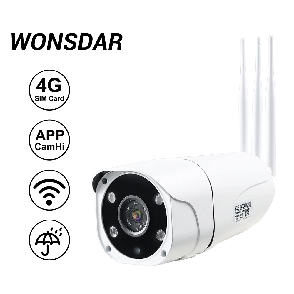 Ip-камера CCTV сеть 3g 4G WiFi камера Поддержка SIM TF карта 1080P HD P2P двухстороннее аудио ночного видения Водонепроницаемый IP66