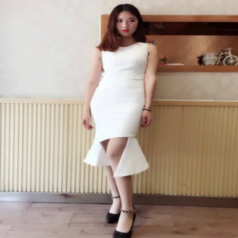 Короткое платье для вечеринки с хвостом белое Необычные знаменитые вечерние