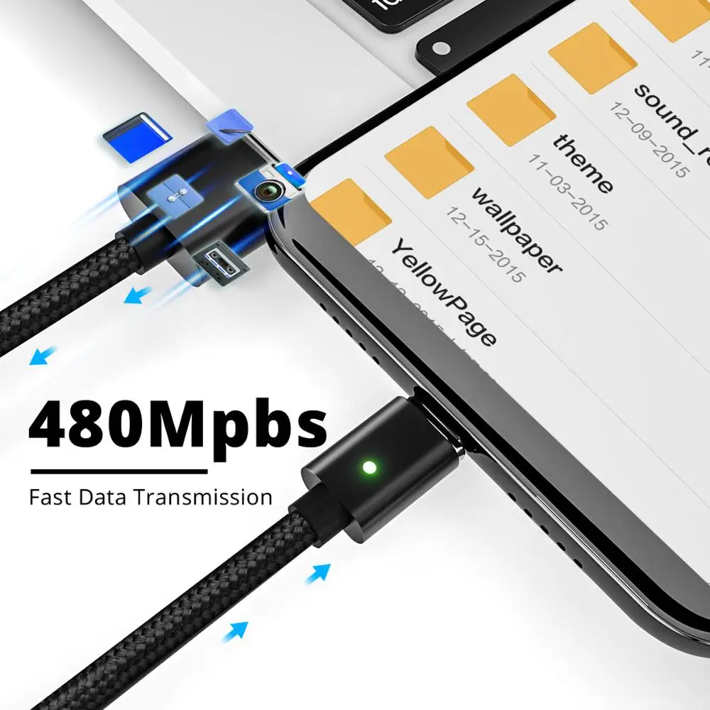 Магнитный кабель USB C Micro Usbc для телефона быстрой зарядки 3 А шнур Android мобильный