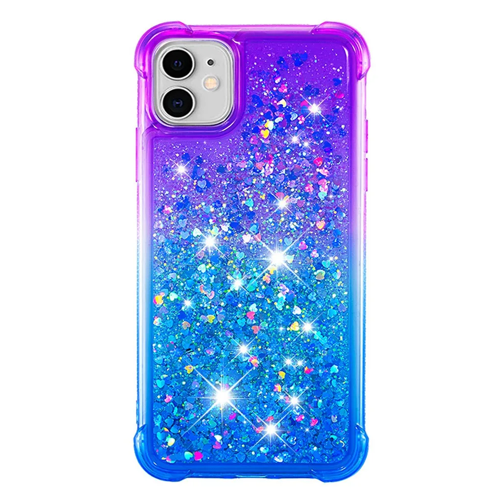 Фото Амортизирующий прозрачный ТПУ блестки зыбучие пески чехол для iPhone 11 6 1 дюймов Амортизирующий прозрачный ТПУ блестки зыбучие пески чехол для iPhone 11 6 1 дюймов