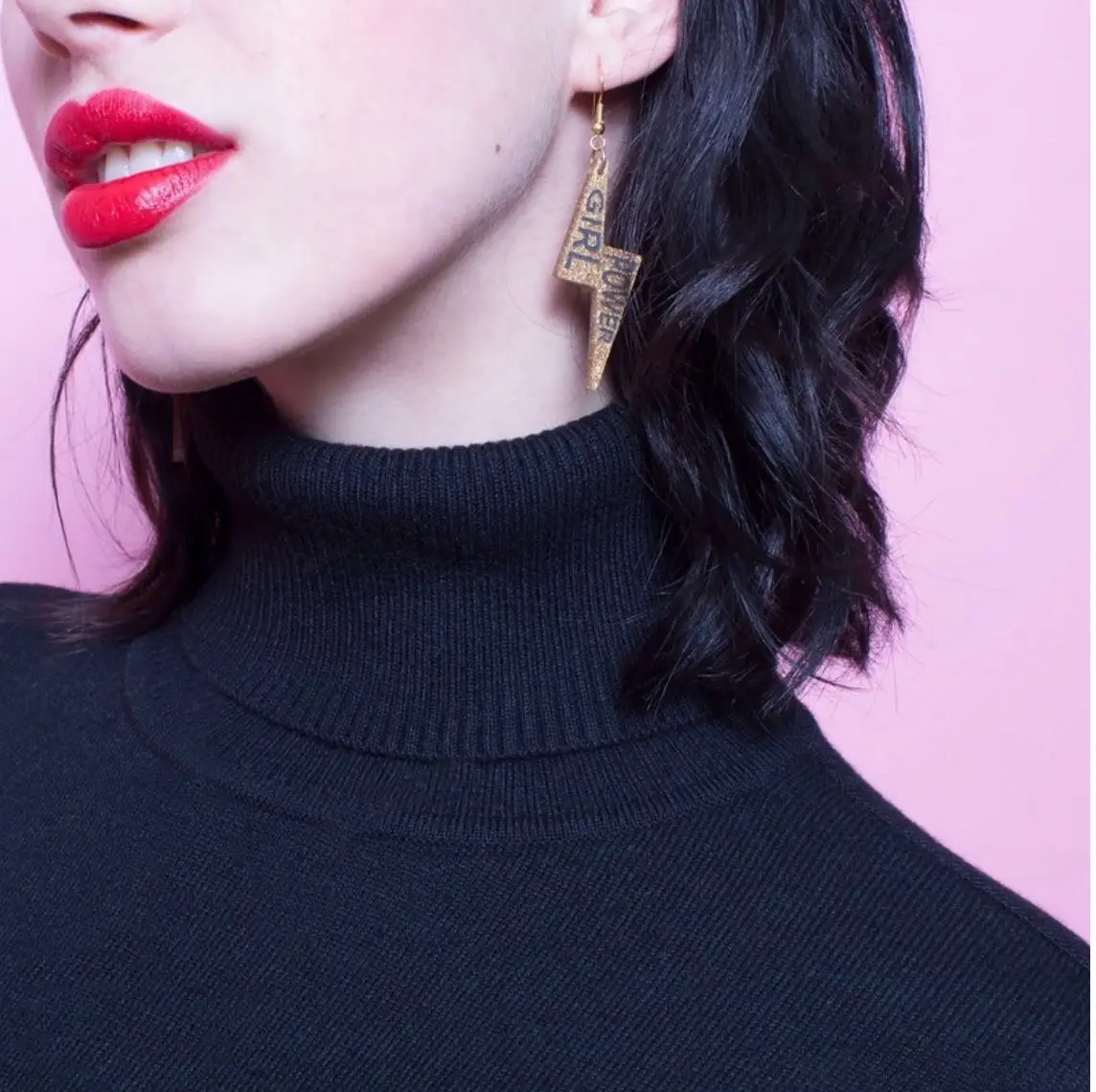 

New Fashion Gold Color Acrylic Drop Dangle Earrings for Wome Girls Lightning Long Earrings Hip Hop Nightclub Party Jewelry Gifts