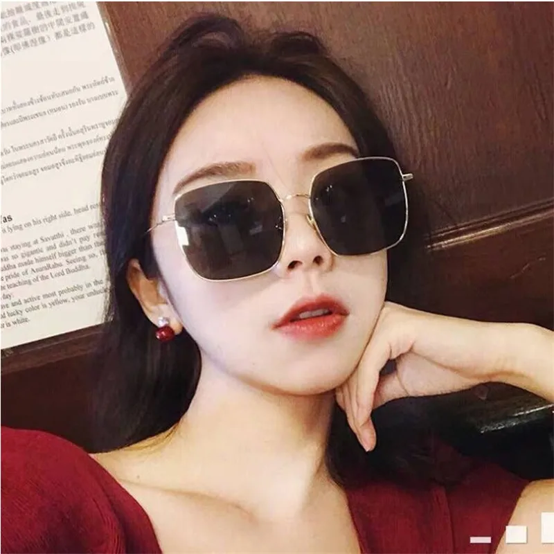 RMM брендовые красные квадратные металлические солнцезащитные очки женские