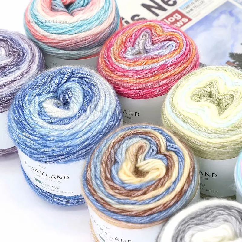 

200g Rainbow Color Hand-woven Cotton Yarn Soft Crochet Thick Yarn For Hand Knitting Warm Sweater Sofa Cushion Scarf DIY