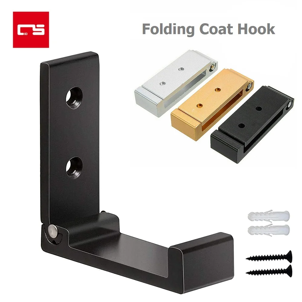 

Folding Coat Hook 90 Degree Fold Aluminum Alloy Wallmounted Hook Heavy Duty Hardware Hanger Rack Black/Rose Gold/Silver Hooks