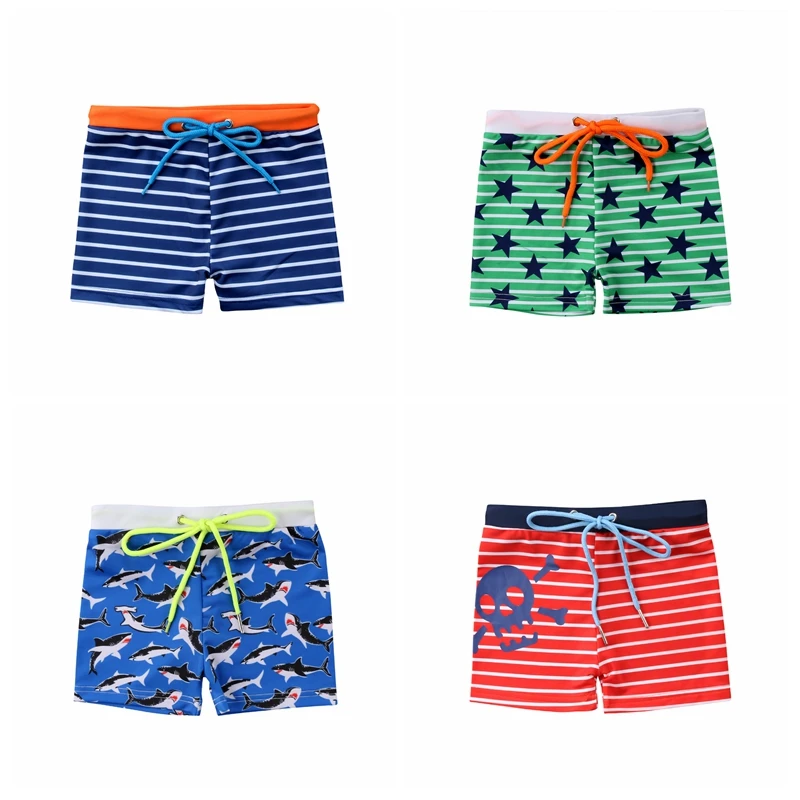 Новинка прямые однотонные плавки для мальчиков Шорты плавания с черепом акулой