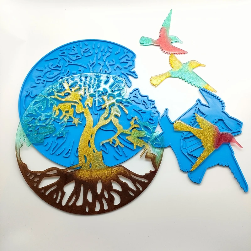 

Wall Decal Sticker Making Molds Tree Birds Resin Molds Hand Carft DIY Tools Kits Non-toxic Resin Mold