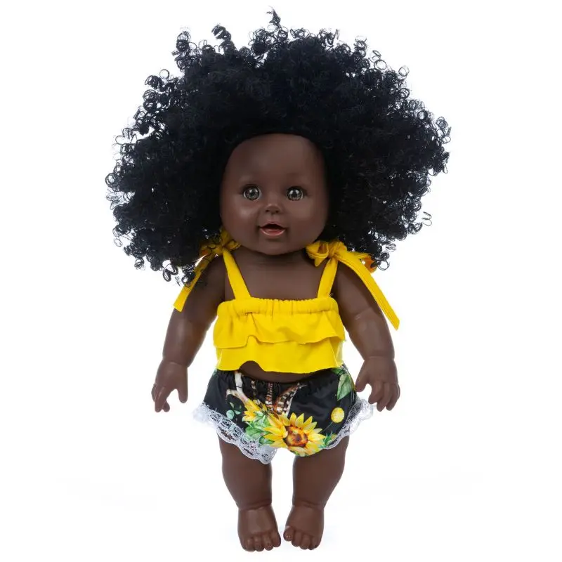 

12inch African Black Doll Bebe Reborn Baby Cute Curly Lifelike Baby Toy