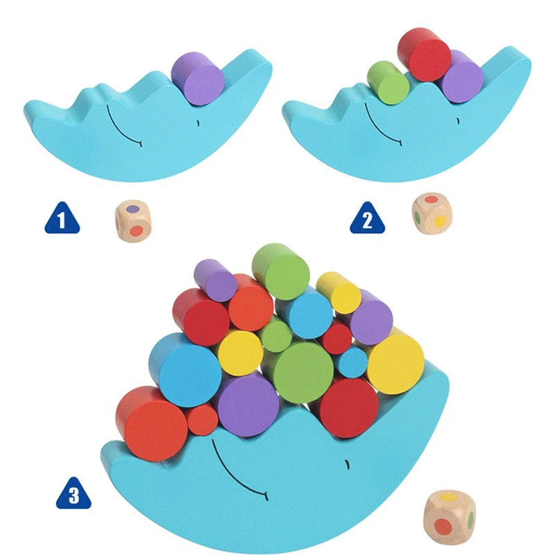 

Montessori Moon Balance Game Balancing Blocks Creative Wood Toy Play Games Colorful Educational Toys For Children Kids Baby
