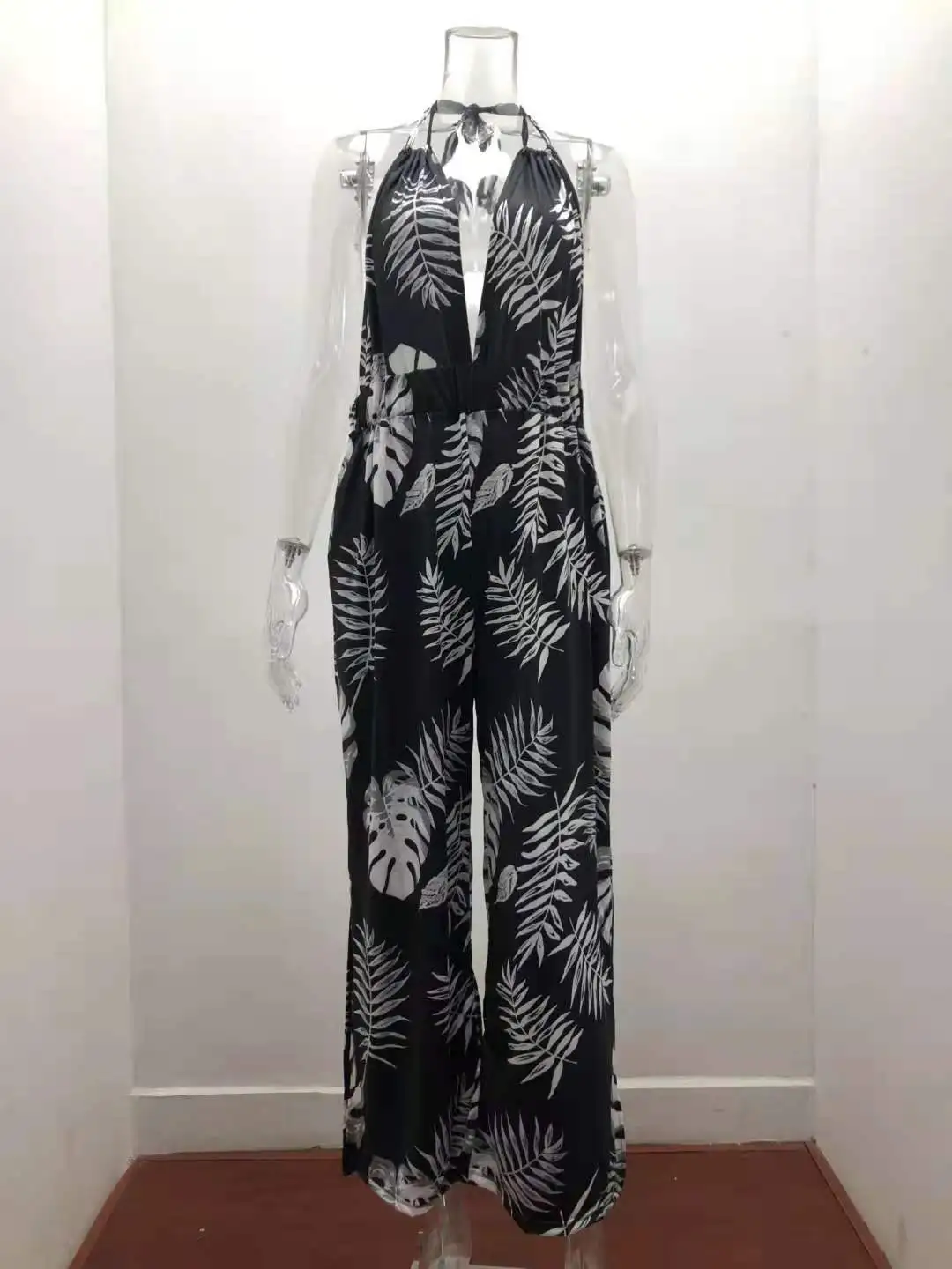 

2021 cotton and linen printed straps jumpsuits