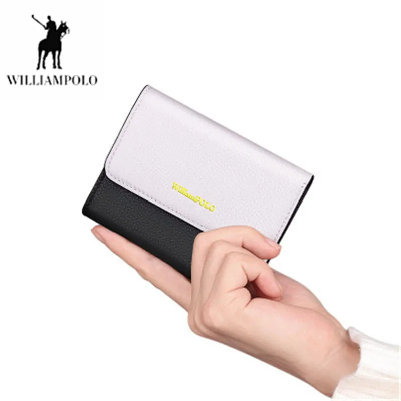 Женский кошелек Williampolo короткий Модный маленький бумажник из натуральной кожи