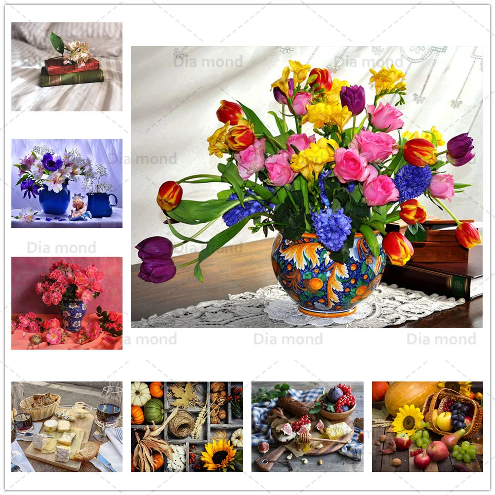 Алмазная картина с цветами и овощами для пикника кухонный декор алмазная вышивка