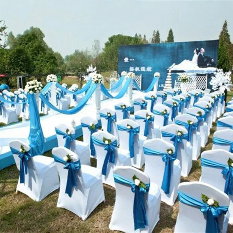 100 шт. универсальные белые чехлы на свадебные стулья из полиэстера и спандекса