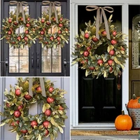 hot fall wreath pomegranate wreath front door hanging ornament realistic garland thanksgiving party festival decor