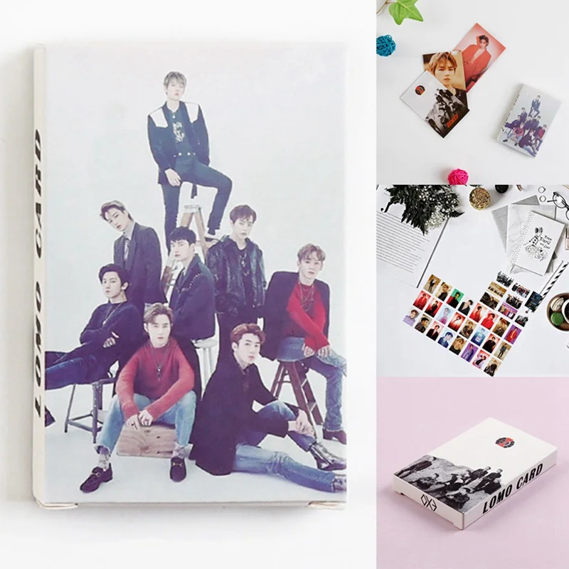 

32Pcs/Set KPOP EXO Album Self Made Paper Lomo Card Photo Card Poster Photocard Fans Gift Collection Stationery Set