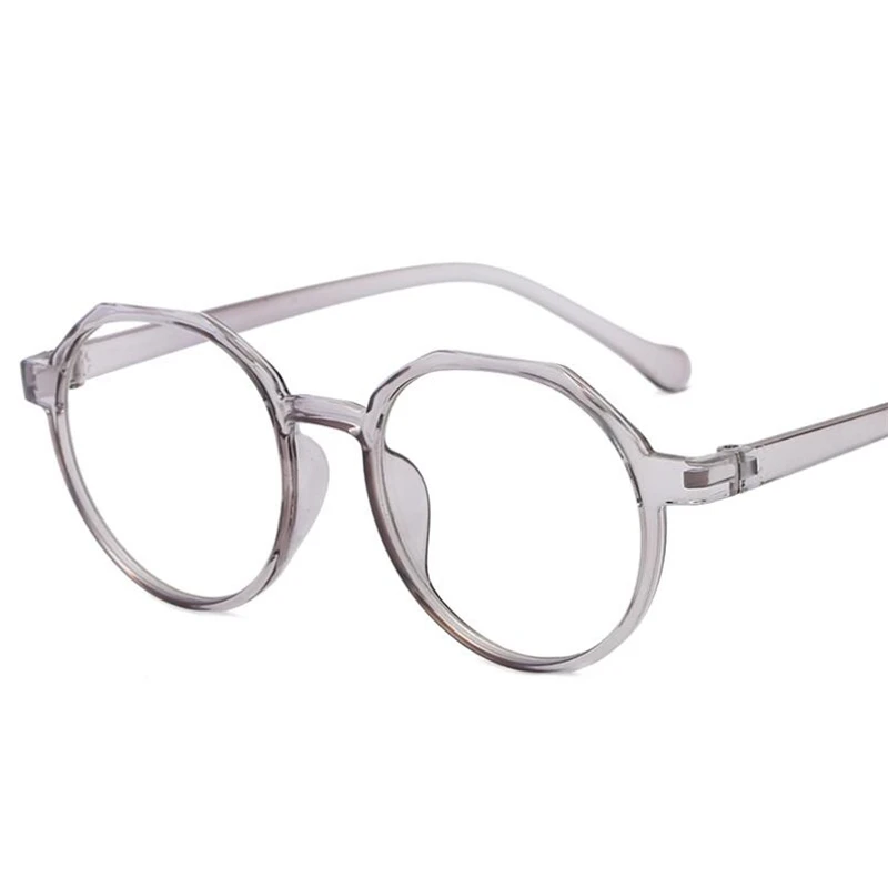 Transparent Gray Retro Round Optics Eyeglasses Women Men Fashion Clear Mirror Myopia Lens Nearsighted Glasses 0-0.5-1.0-1.5 To-6.0 - Цвет оправы: Transparent Gray
