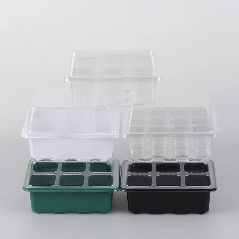 

6/12 Plastic Nursery Pots Planting Seed Tray Kits Plant Germination Box with Dome and Base Garden Grow Box Gardening Supplies