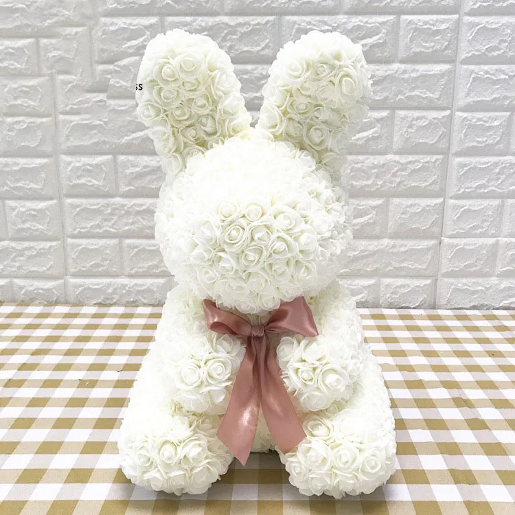 45cm cream rabbit Горячая Распродажа кролик, собака, панда, единорог, плюшевый медведь, роза, мыльный цветок, искусственная игрушка, рождественские подарки для женщин, подарок на день Святого Валентина - Цвет: 45cm cream rabbit