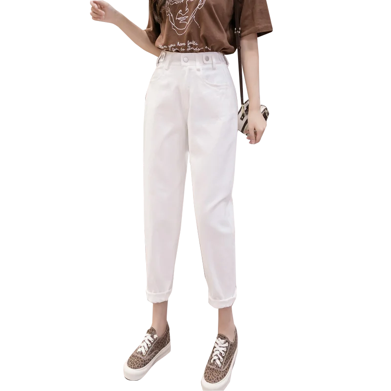 

Off-white loose straight-leg jeans women's 2020 season new daddy high-waisted thin wide-leg pants spring real shots