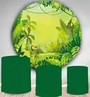 Круглый фон для фотосъемки тропические джунгли растения листья Декор для дня рождения детский праздник конфеты торт стол Баннер