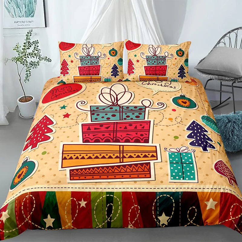 

Hot Seller Christmas Bedclothes Bedding Set With Pillowcase Bed Quilt Cover Santa Claus Pattern Pillow Covers Beds Sets